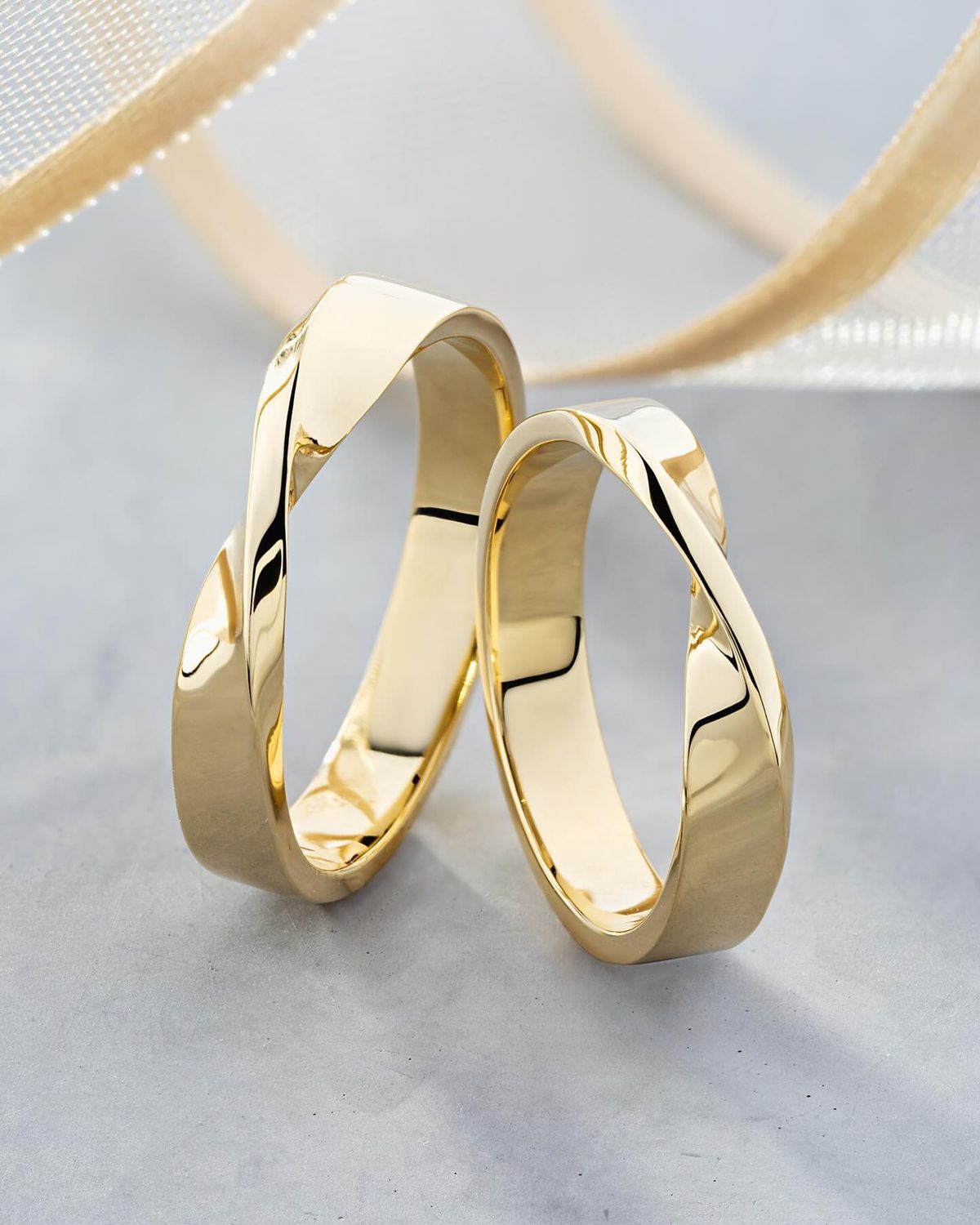 Faceted Couple Band Rings Set