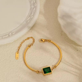 Emerald Crystal Bar Chain Bracelet