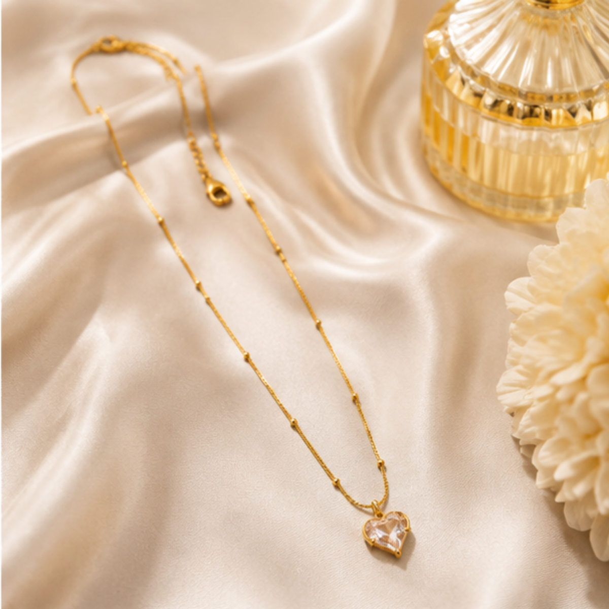 Gold Heart Pendant Long Necklace for Everyday Elegance