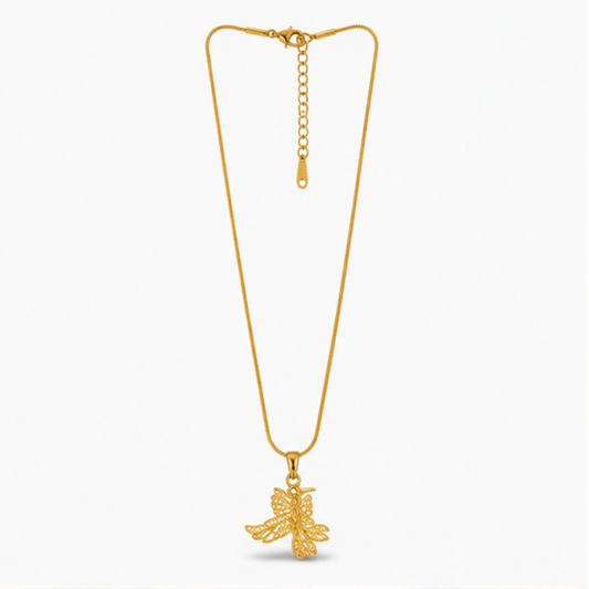 Gold Dragonfly Pendant Long Necklace for Everyday Elegance
