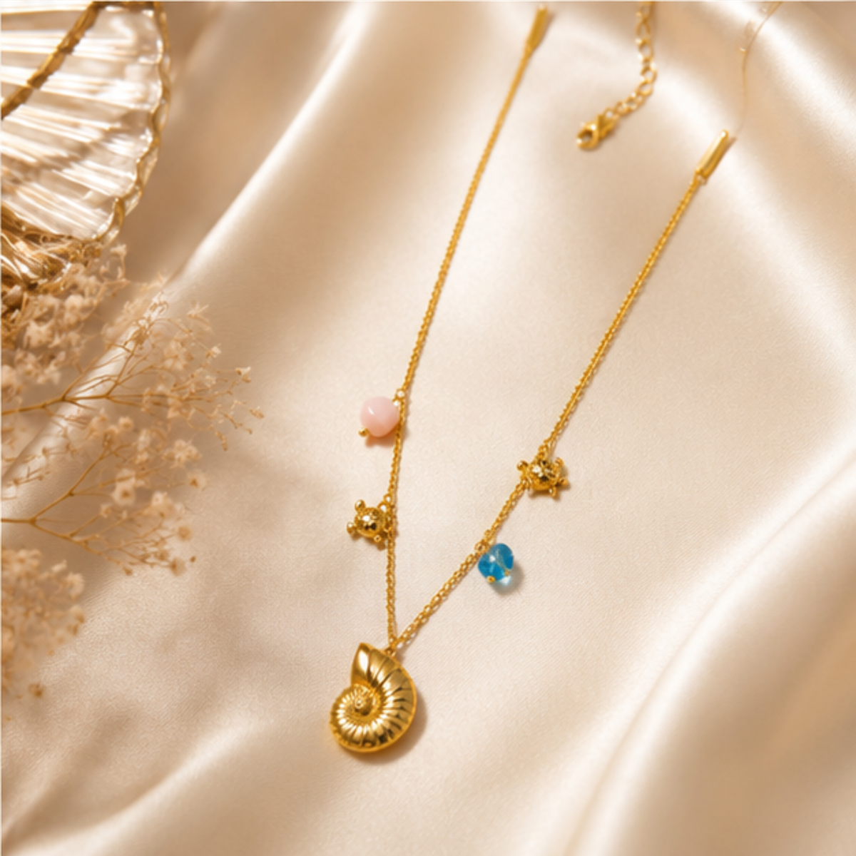 Gold Tone Layered Charm Pendant Necklace