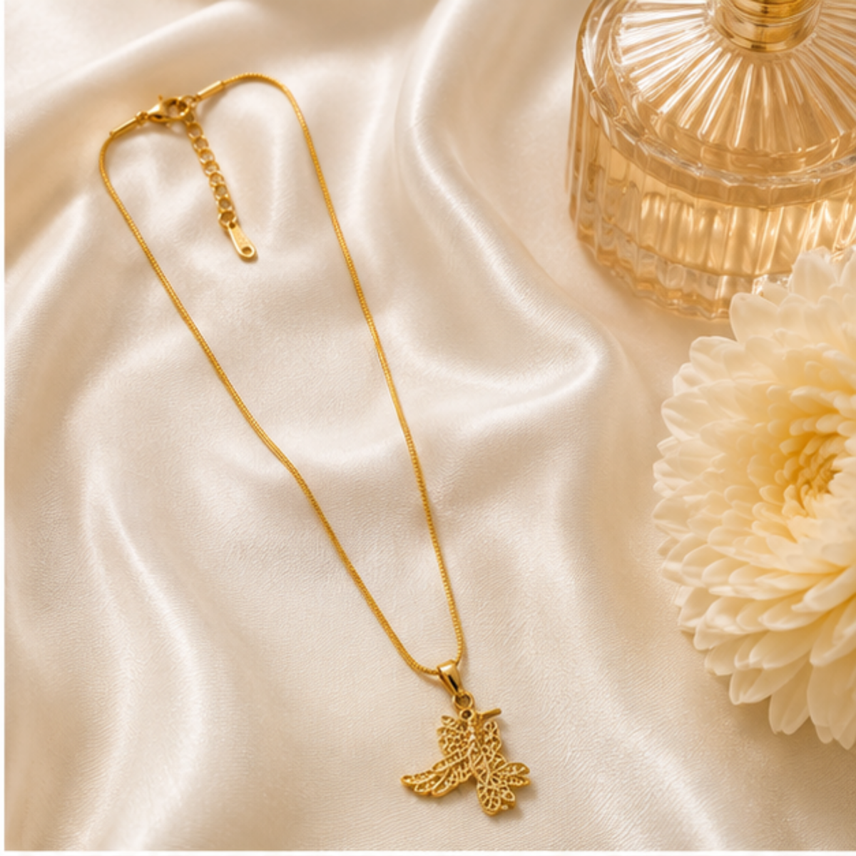 Gold Dragonfly Pendant Long Necklace for Everyday Elegance