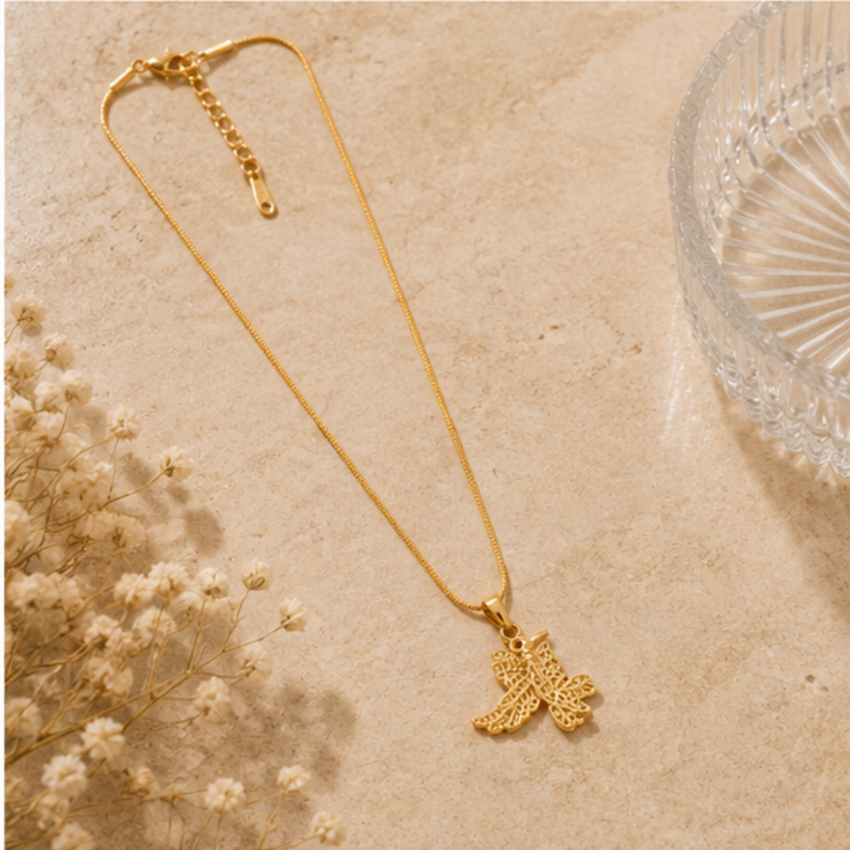 Gold Dragonfly Pendant Long Necklace for Everyday Elegance