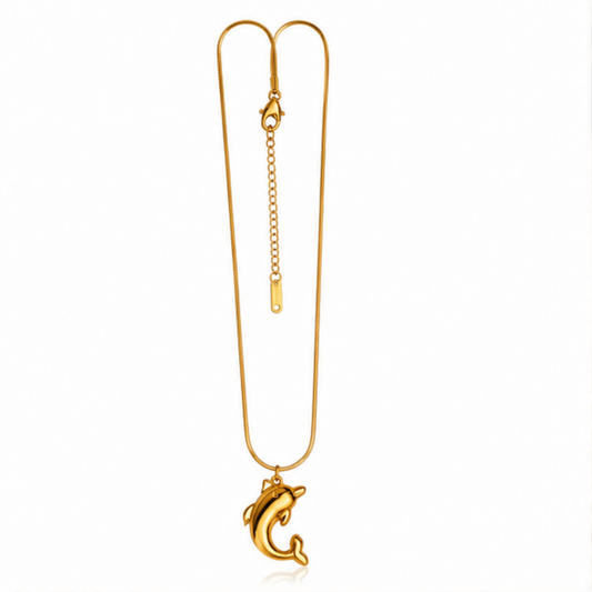 Maelle gold tone crescent pendant necklace with a delicate chain for everyday elegance
