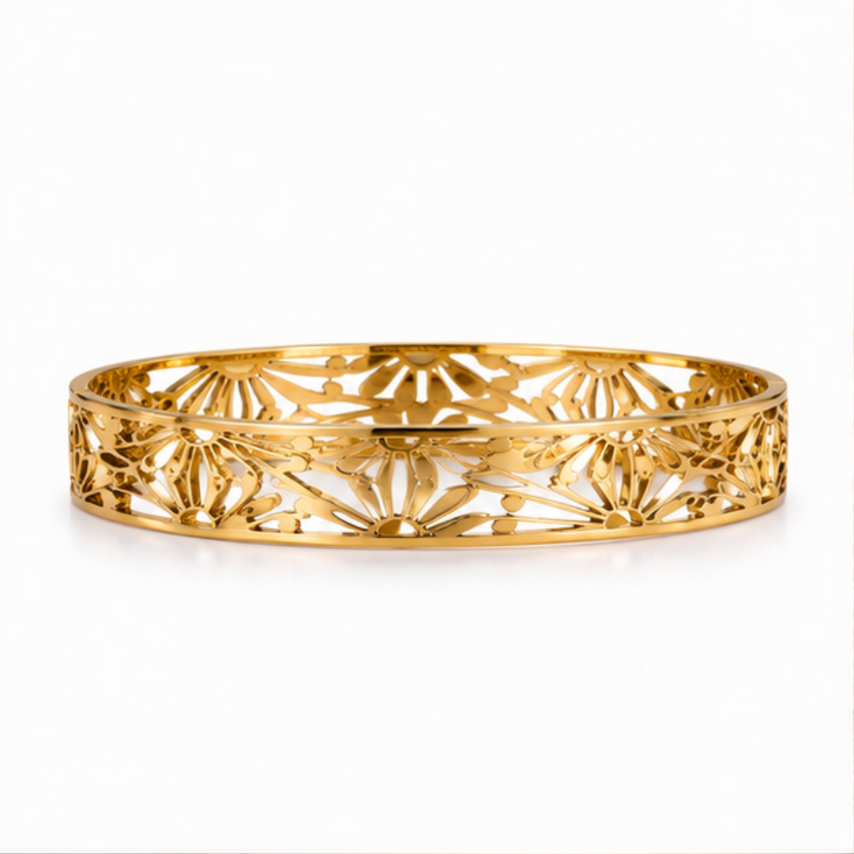 Maelle gold tone openwork bangle bracelet featuring an elegant intricate design for everyday wear
