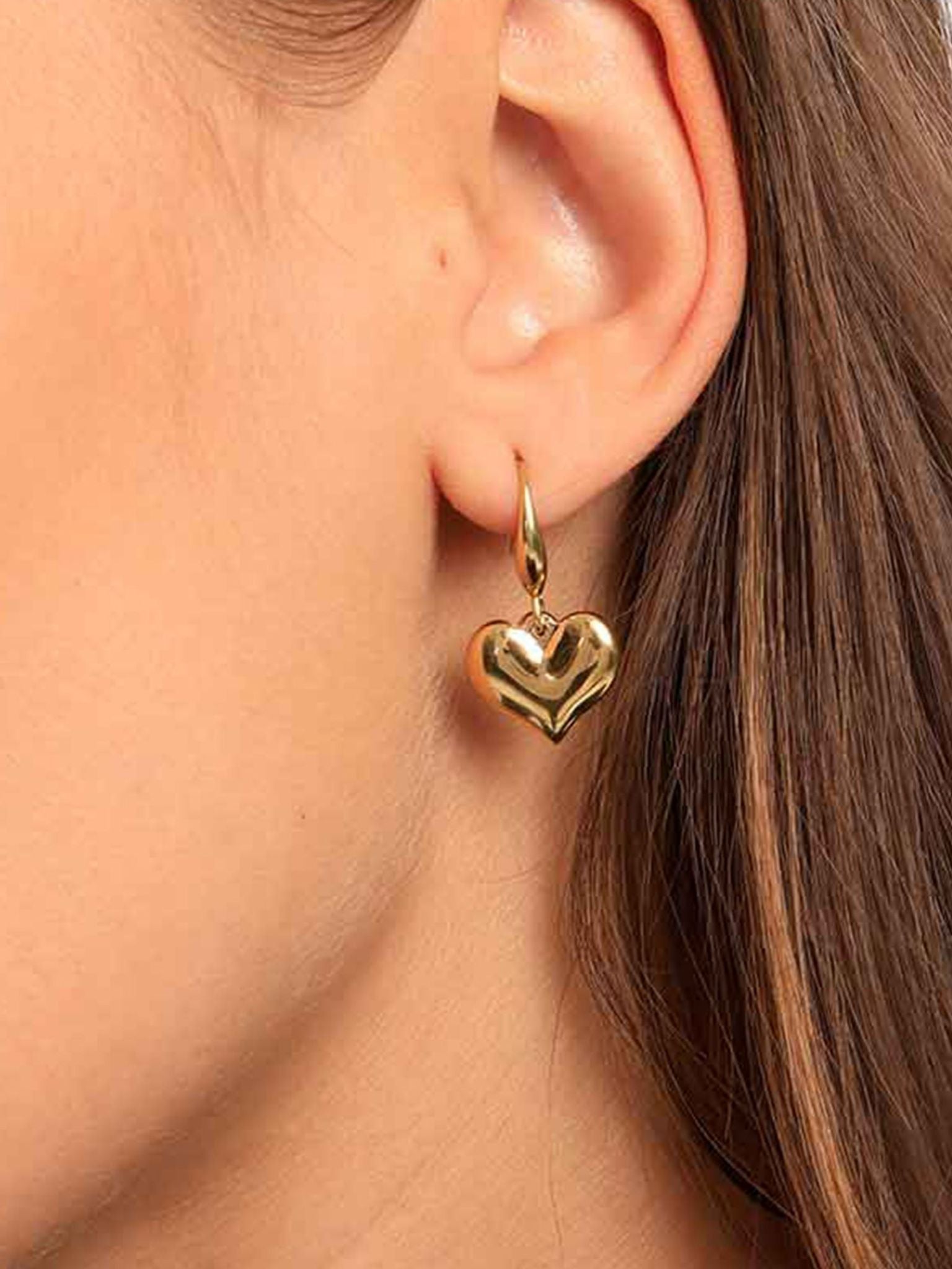 Puffy Heart Hoop Earrings