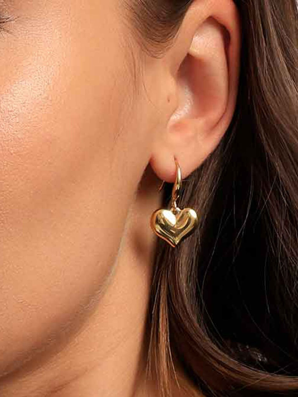 Puffy Heart Hoop Earrings