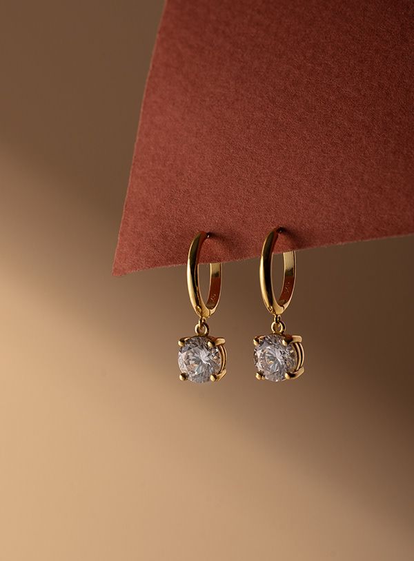 Crystal Drop Hoop Earrings