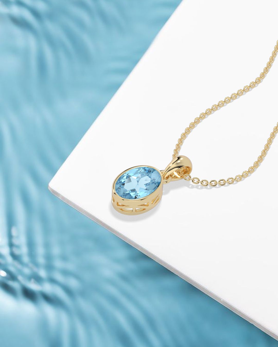 Blue Crystal Solitaire Pendant Necklace